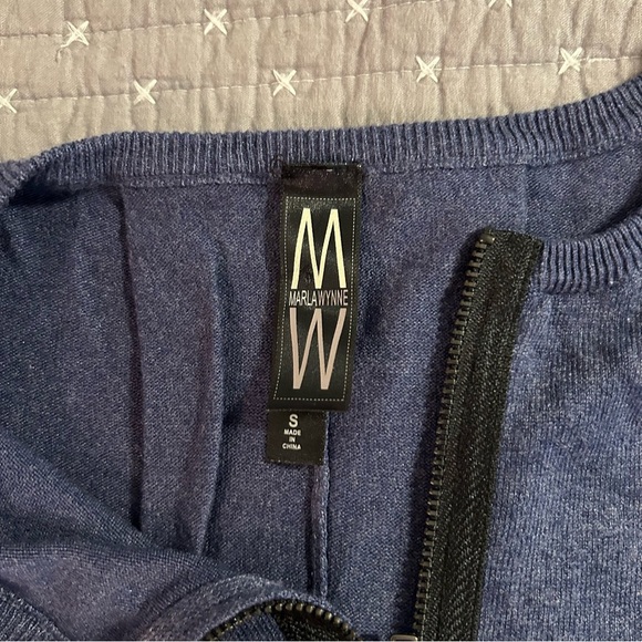 MarlaWynne Women’s Zip-Up Sweater Dress Size S Navy - Picture 4 of 7